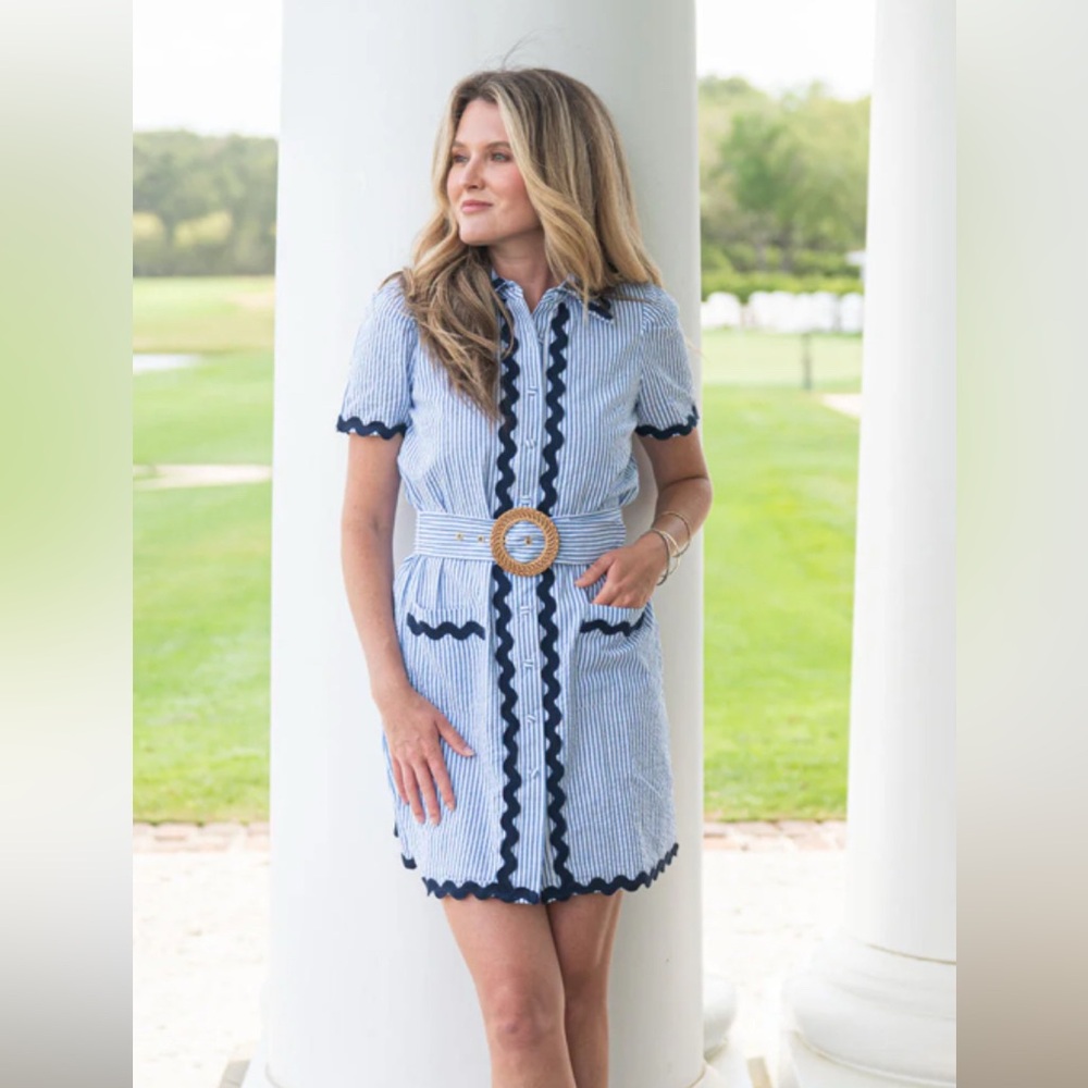Sail to Sable Blue and White Striped Dress